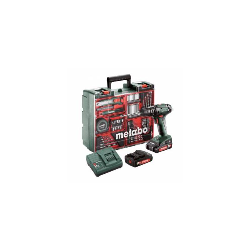 METABO TALADRO PERCUSIÓN BATERÍA 18V SB 18 L (2xLi-Power 2.0 Ah) + SET TALLER PORTÁTIL