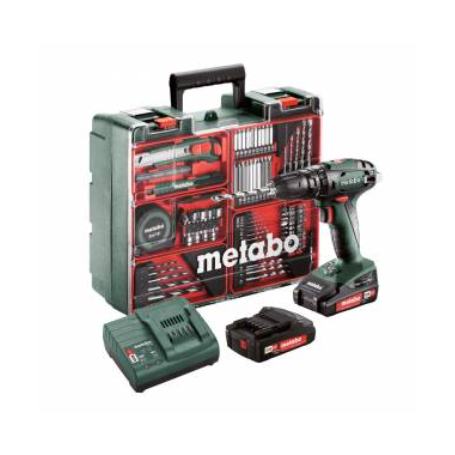 METABO TALADRO PERCUSIÓN BATERÍA 18V SB 18 L (2xLi-Power 2.0 Ah) + SET TALLER PORTÁTIL