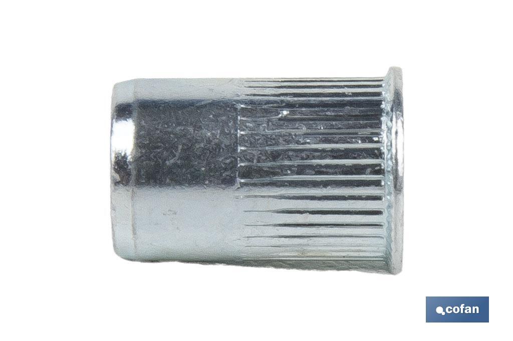 TUERCAS REMACHABLES RANURADAS CABEZA REDUCIDA ACERO M6 (PACK: 500 UDS)