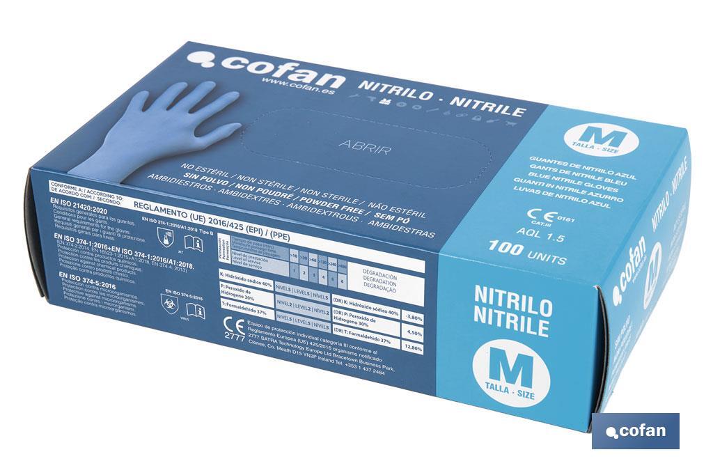 CAJA 100 UNDS. GUANTES DE NITRILO T - M (PACK: 1 UDS)