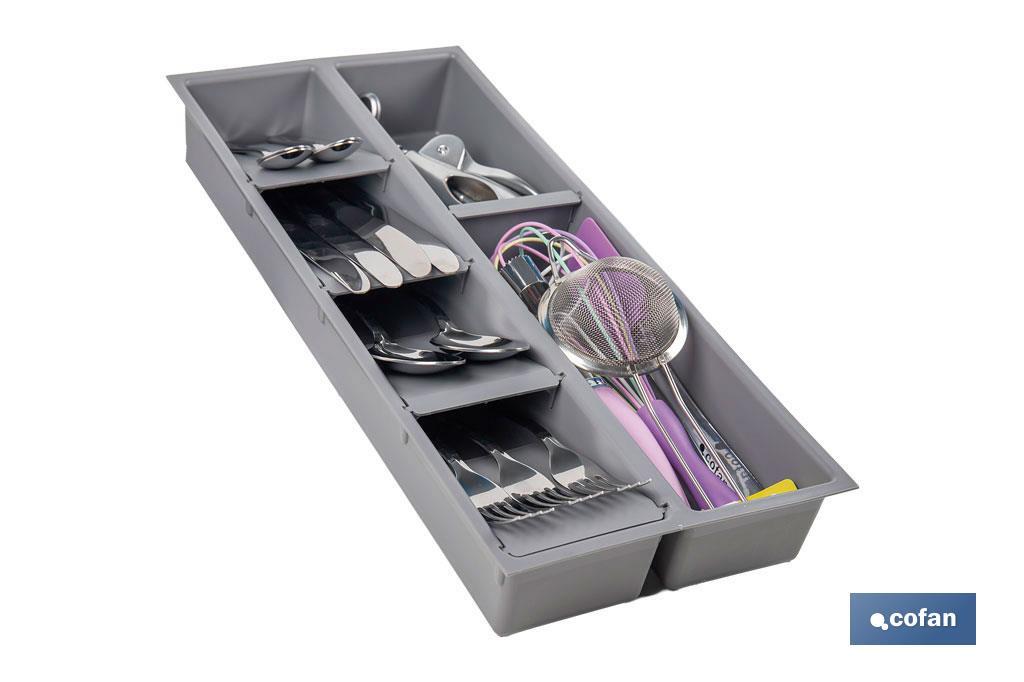 ORGANIZADOR PARA CAJON CON SEPARADORES COLOR GRIS 20 X 45 X 6.5 CM (PACK: 1 UDS)