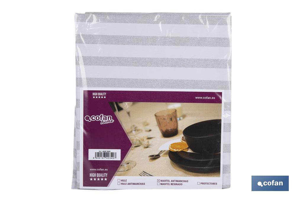 MANTEL ANTIMANCHAS RAYAS BEIGE Y BLANCAS   1,40 X 2,00 (PACK: 1 UDS)
