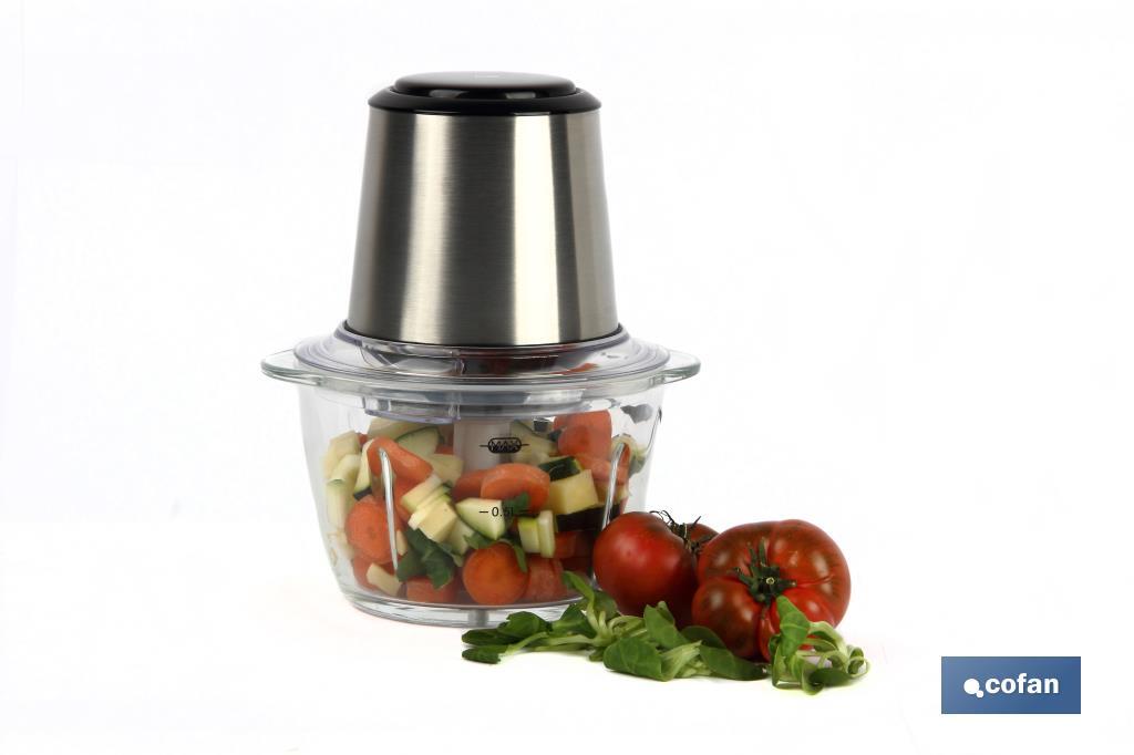 PICADORA ELECTRICA ACERO INOX VASO DE  VIDRIO 1,2 L 400W