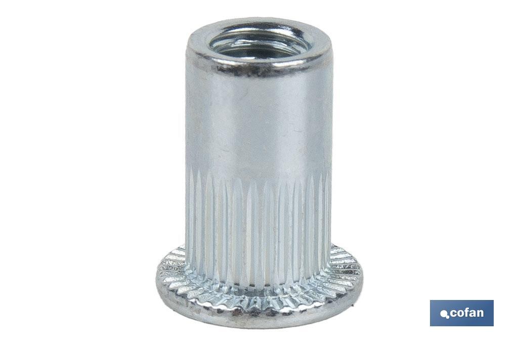 TUERCAS REMACHABLES RANURADAS ANCHAS ACERO M5