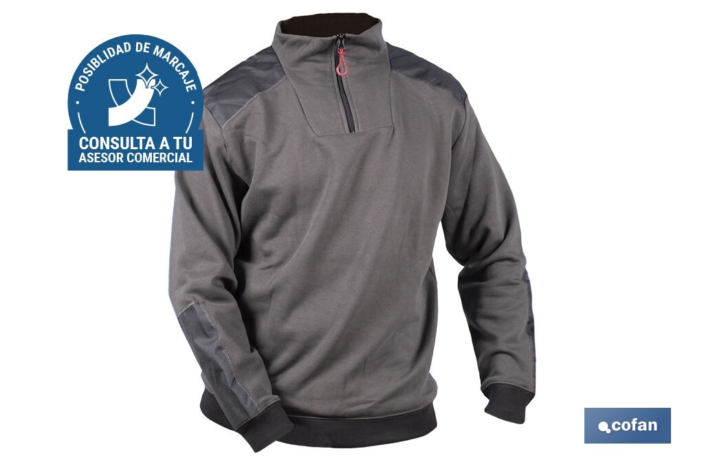 SUDADERA CUELLO CREMALLERA 280gms/m GRIS-NEGRO T-L