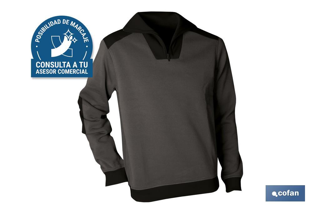 SUDADERA CUELLO CREMALLERA 280gms/m GRIS-NEGRO T-XXXL