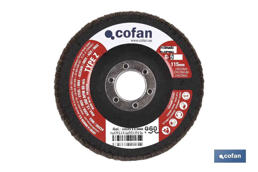 DISCO LAMINADO ESTANDAR INCLINADO 115 MM. G-120 ZIRCONIO (PACK: 5 UDS)