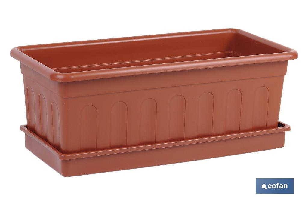 JARDINERA MARRON MODELO AZAHAR 50 X 21.5 X 16 + PLATO 48 X 19.5 CM venta unitaria (PACK: 1 UDS)