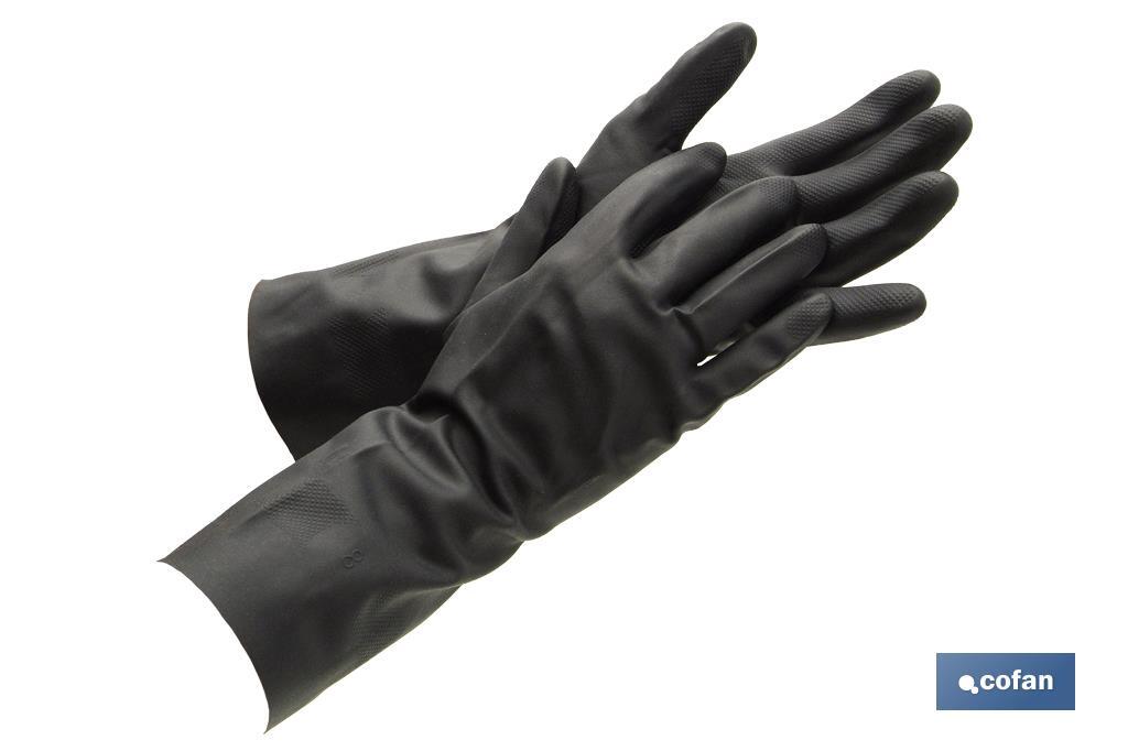 Guantes de neopreno negros | Ideales para el contacto con ácidos y detergentes | Perfectos para metalurgia y mecánica