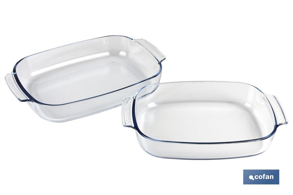 Set de 2 fuentes ovaladas Modelo Baritina | Fabricadas en vidrio borosilicato | Capacidad 2700 ml - 3800 ml