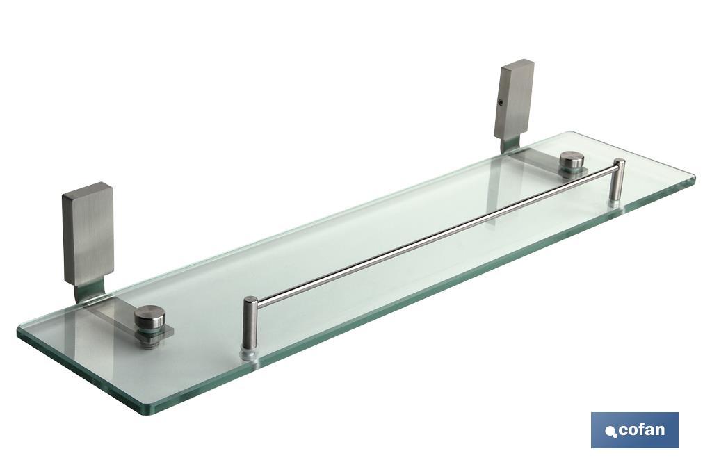 Estante de Vidrio y Acero Inoxidable 304 Satinado | Modelo Madeira | Medidas 51,2 x 11,7 x 5,6 cm