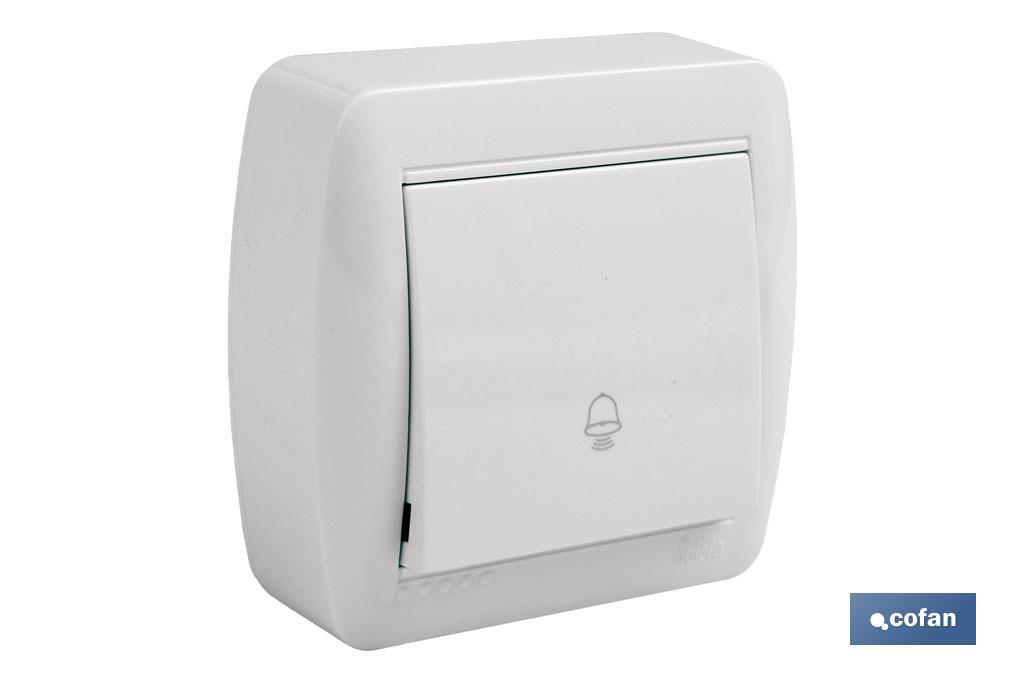 Pulsador de Campana de superficie | Modelo Atlantis | Color blanco | 10 A - 250 V